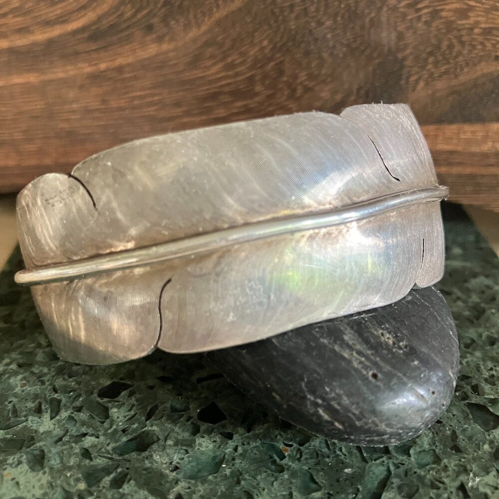 Vintage Signed Michael Kirk Sterling Feather Cuff